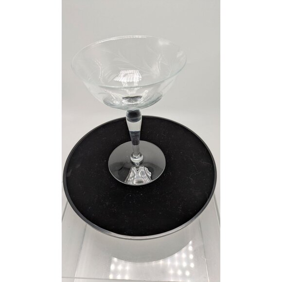 Crystal Champagne Coupe Etched Floral Design 7fl Oz Stemware Vintage Barware - Picture 12 of 16